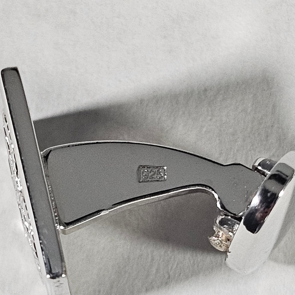 Jan Leslie‎ Cufflinks Mens OS Silver Sterling 925 Geometric Knot Square Formal - Picture 4 of 5